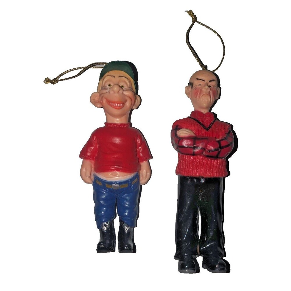 Lot of 2 Official 2008 Jeff Dunham Bubba J & Walter Puppet Xmas Ornaments RARE